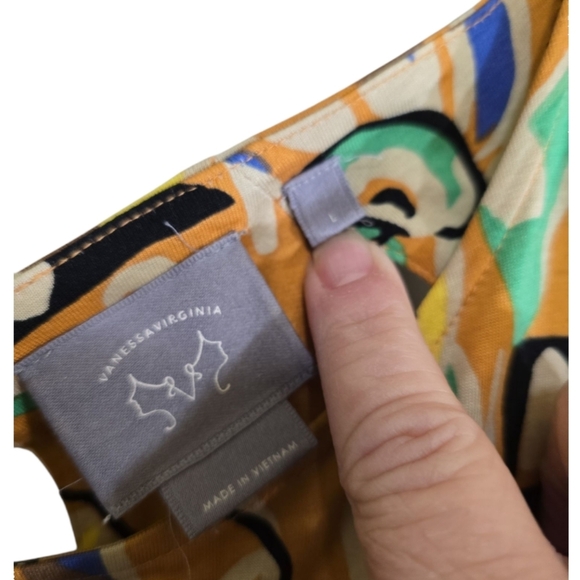 Anthropologie Vanessa Virginia Mina Yellow Print Shift Dress Large Rayon Silk - Picture 3 of 8